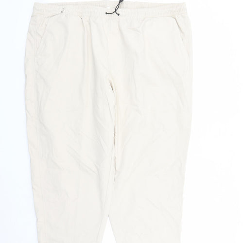 GOODMOVE Womens Beige Polyester Track Pants Trousers Size 24 L26 in Regular Drawstring - Elasticated Waist Pockets