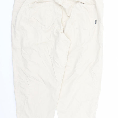 GOODMOVE Womens Beige Polyester Track Pants Trousers Size 24 L26 in Regular Drawstring - Elasticated Waist Pockets