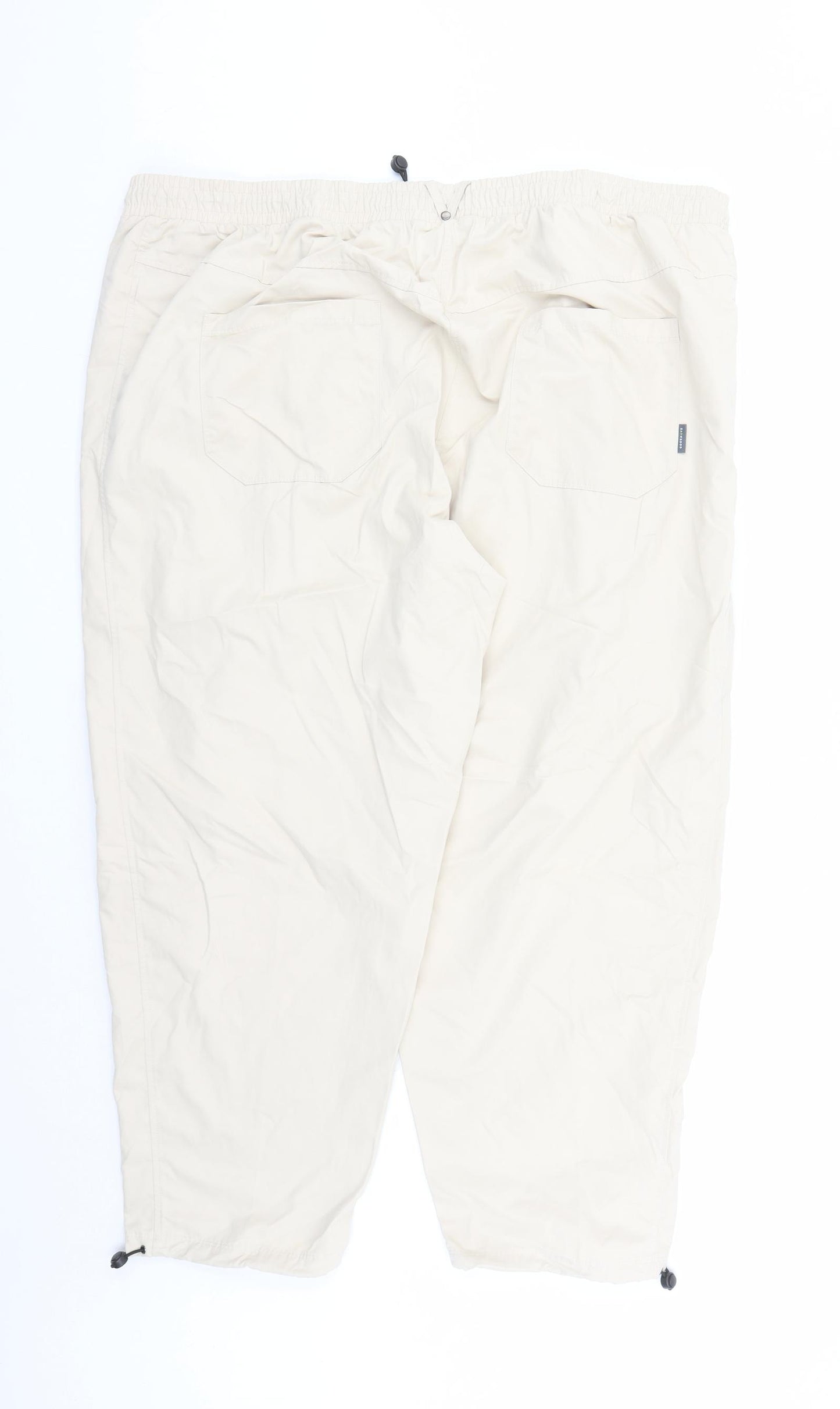 GOODMOVE Womens Beige Polyester Track Pants Trousers Size 24 L26 in Regular Drawstring - Elasticated Waist Pockets