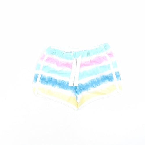 Marks and Spencer Girls Multicoloured 100% Cotton Sweat Shorts Size 3-4 Years Regular Drawstring - Elasticated Waist Inside Leg 2 Inches Waist Size 18 Inches