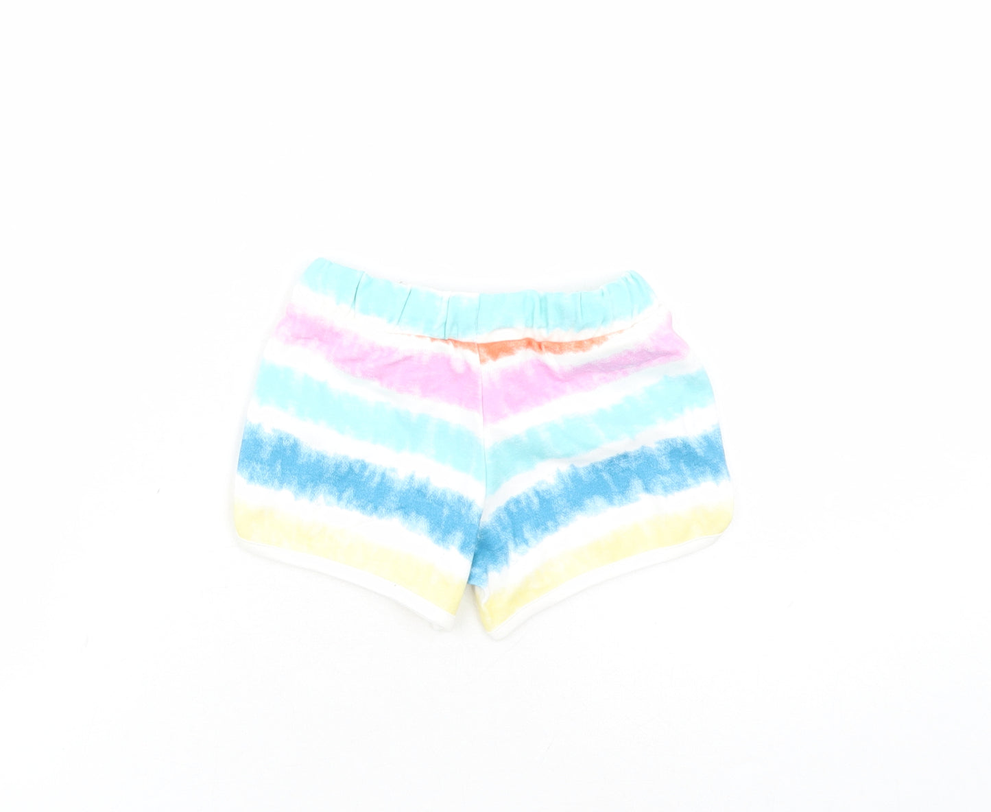 Marks and Spencer Girls Multicoloured 100% Cotton Sweat Shorts Size 3-4 Years Regular Drawstring - Elasticated Waist Inside Leg 2 Inches Waist Size 18 Inches
