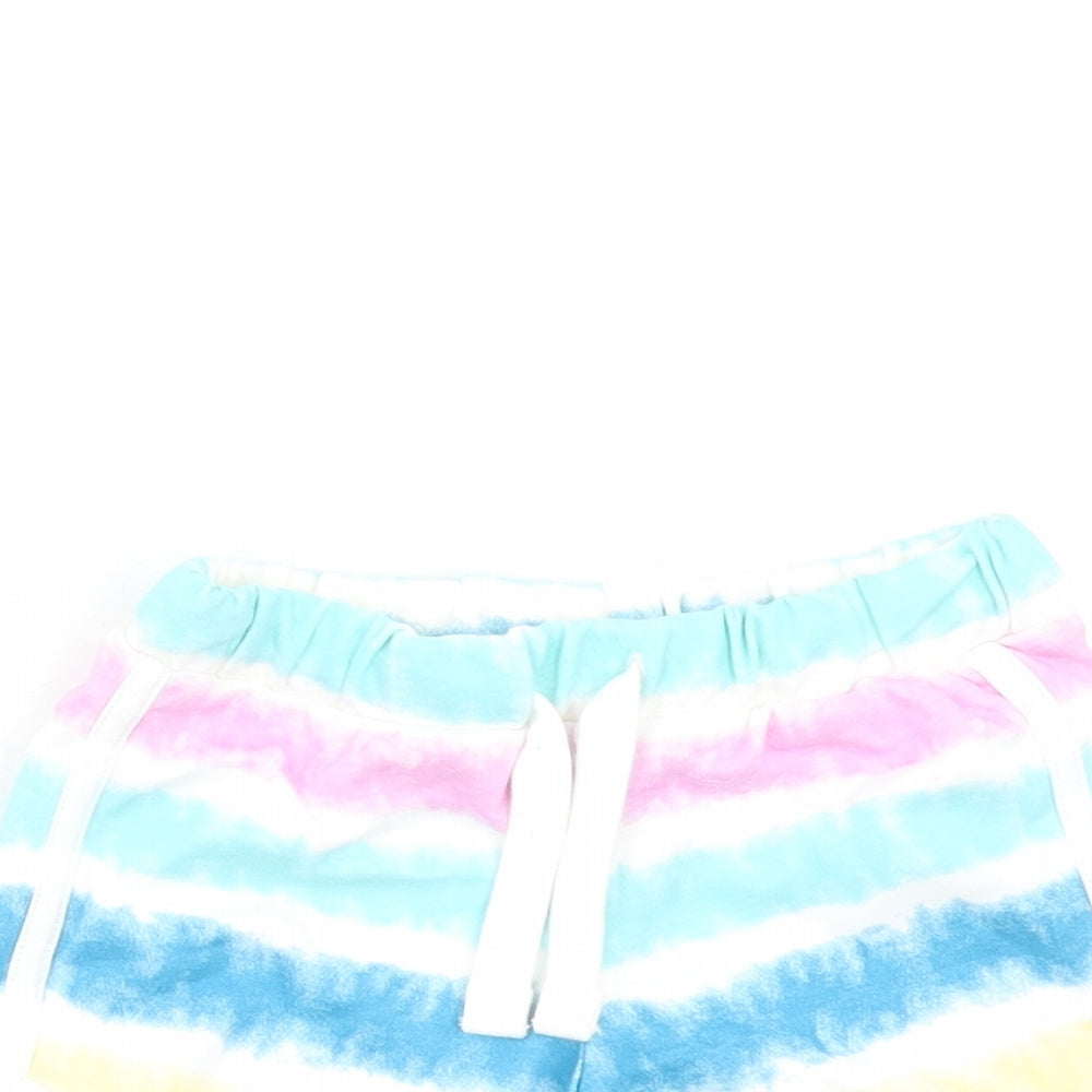 Marks and Spencer Girls Multicoloured 100% Cotton Sweat Shorts Size 3-4 Years Regular Drawstring - Elasticated Waist Inside Leg 2 Inches Waist Size 18 Inches