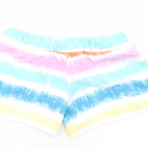 Marks and Spencer Girls Multicoloured 100% Cotton Sweat Shorts Size 3-4 Years Regular Drawstring - Elasticated Waist Inside Leg 2 Inches Waist Size 18 Inches