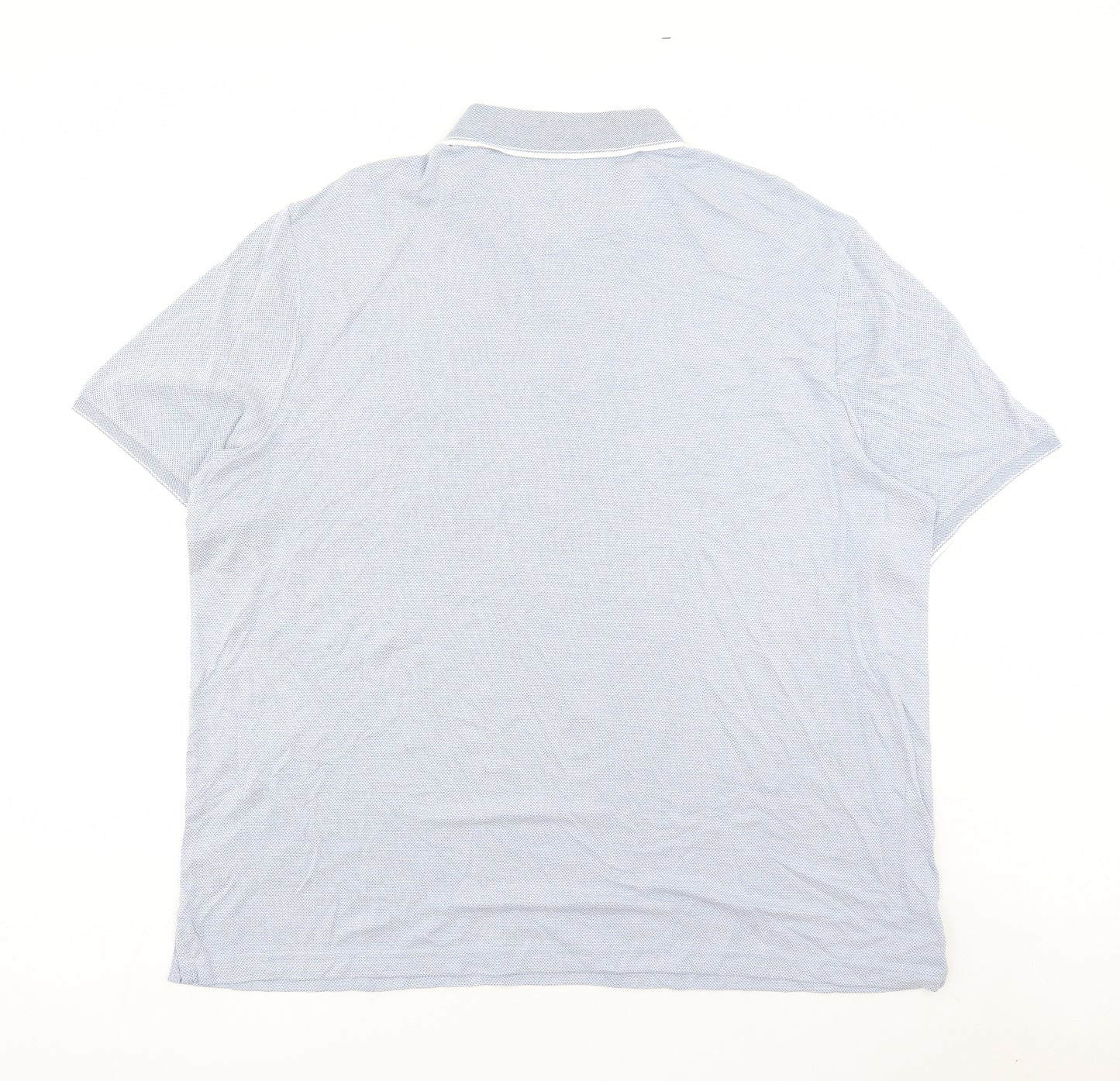 Marks and Spencer Mens Blue Geometric Modal Polo Size 4XL Collared Button