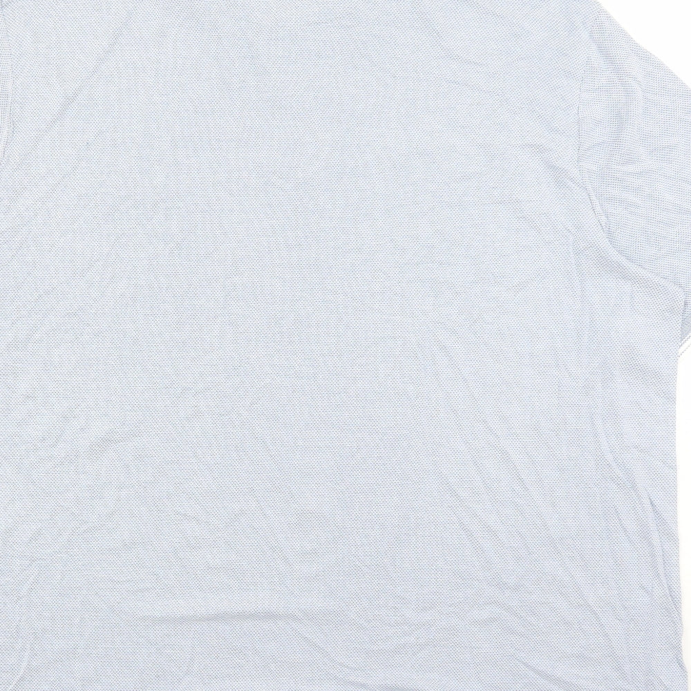 Marks and Spencer Mens Blue Geometric Modal Polo Size 4XL Collared Button