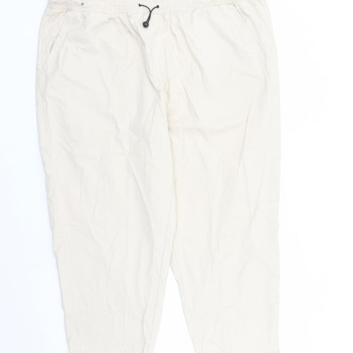 GOODMOVE Womens Beige Polyester Track Pants Trousers Size 22 L27 in Regular Drawstring - Elasticated Waist Pockets
