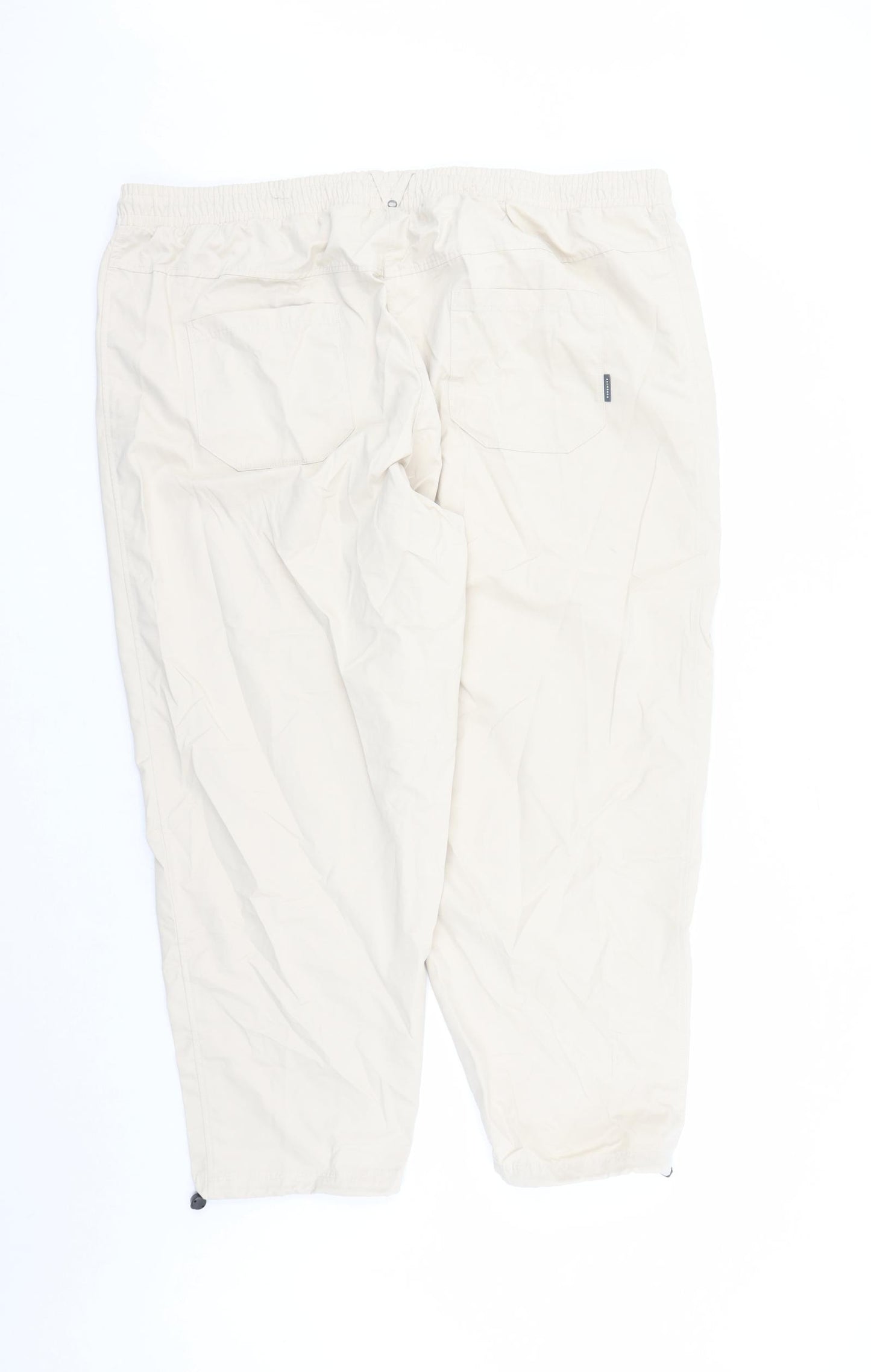 GOODMOVE Womens Beige Polyester Track Pants Trousers Size 22 L27 in Regular Drawstring - Elasticated Waist Pockets