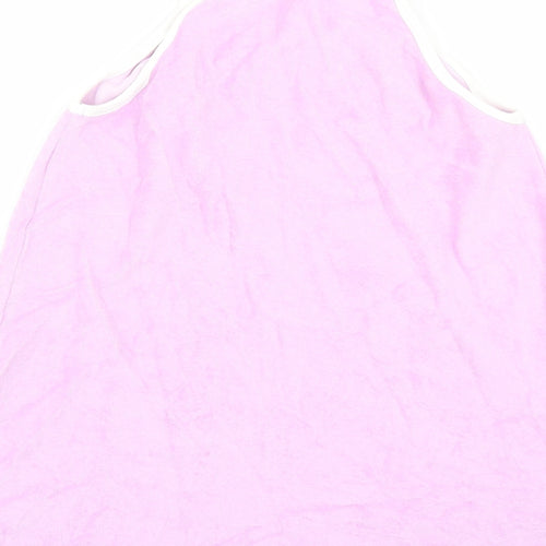 Marks and Spencer Girls Purple Cotton Tank Dress Size 6-7 Years Round Neck Pullover - Lemon Detail