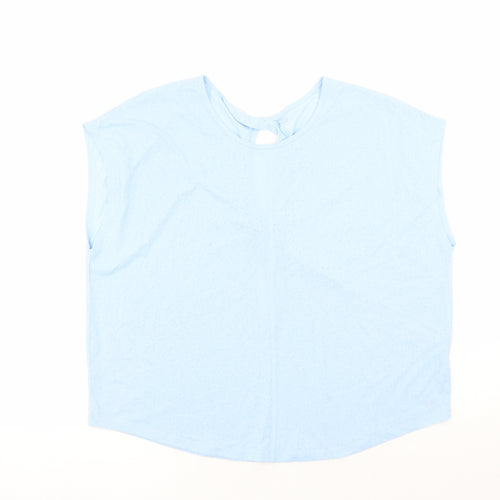 Marks and Spencer Womens Blue Polyester Basic T-Shirt Size 16 Round Neck Pullover