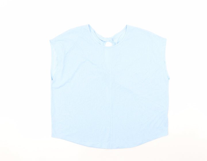 Marks and Spencer Womens Blue Polyester Basic T-Shirt Size 16 Round Neck Pullover