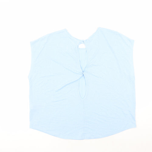Marks and Spencer Womens Blue Polyester Basic T-Shirt Size 16 Round Neck Pullover