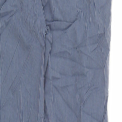 Marks and Spencer Womens Blue Striped Polyester Trousers Size 12 L28 in Regular Zip - Pockets
