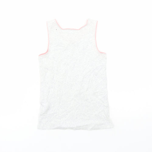 Marks and Spencer Girls Grey Cotton Basic Tank Size 6-7 Years Round Neck Pullover
