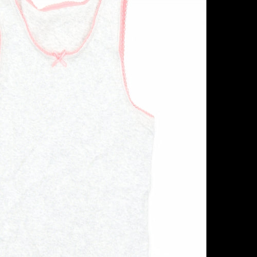 Marks and Spencer Girls Grey Cotton Basic Tank Size 6-7 Years Round Neck Pullover
