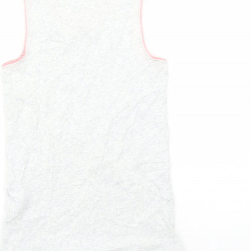 Marks and Spencer Girls Grey Cotton Basic Tank Size 6-7 Years Round Neck Pullover