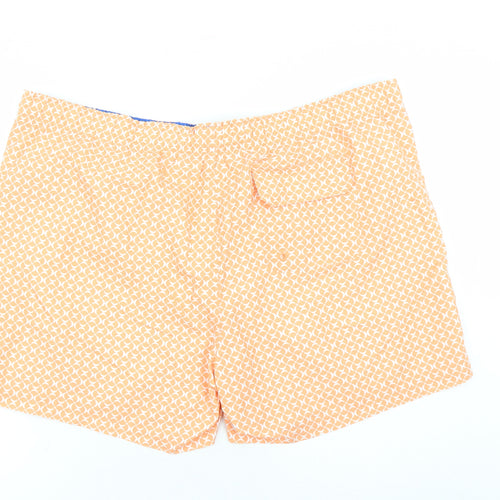 Marks and Spencer Mens Orange Geometric Polyester Sweat Shorts Size 3XL L6 in Regular Drawstring - Elasticated Waist Swim Shorts Pockets