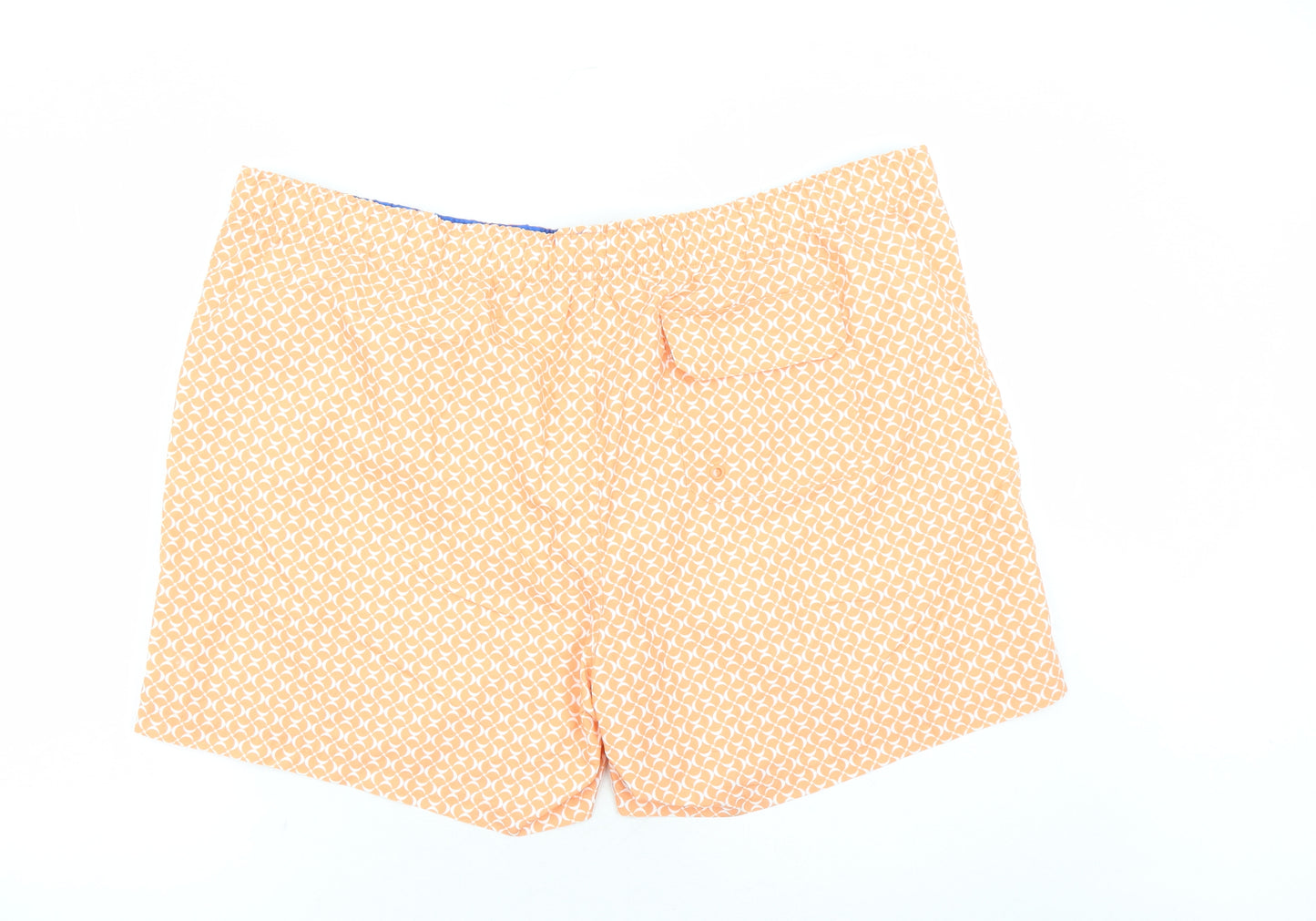 Marks and Spencer Mens Orange Geometric Polyester Sweat Shorts Size 3XL L6 in Regular Drawstring - Elasticated Waist Swim Shorts Pockets