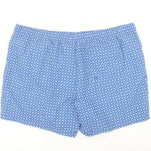 marks and s Mens Blue Geometric Polyester Sweat Shorts Size 3XL L6 in Regular Drawstring - Elasticated Waist Swim Shorts Pockets