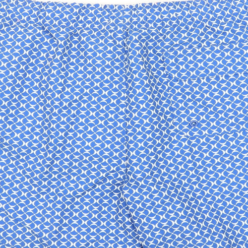 marks and s Mens Blue Geometric Polyester Sweat Shorts Size 3XL L6 in Regular Drawstring - Elasticated Waist Swim Shorts Pockets