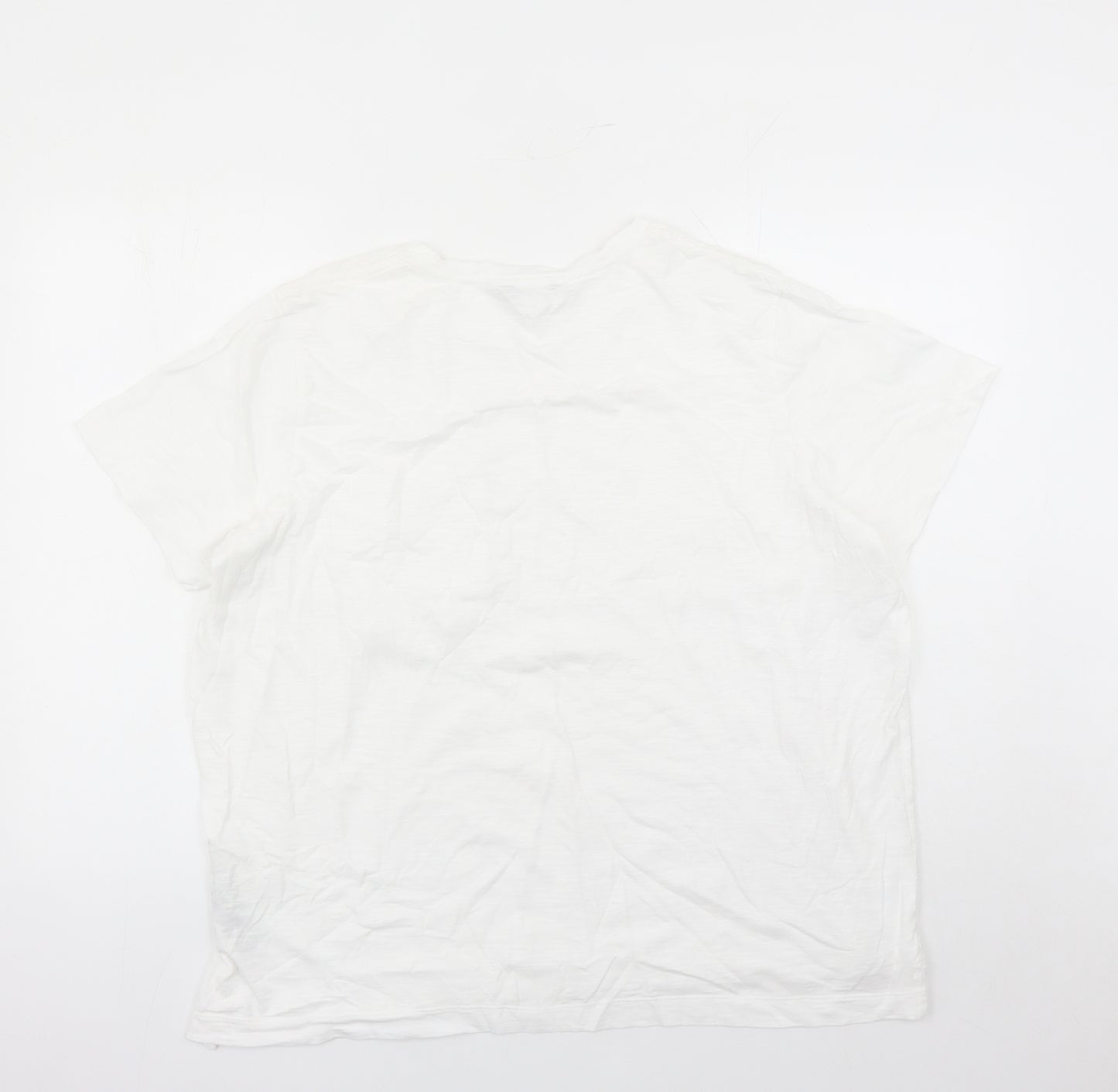 Marks and Spencer Womens White 100% Cotton Basic T-Shirt Size 20 Round Neck - Crochet Pocket Detail