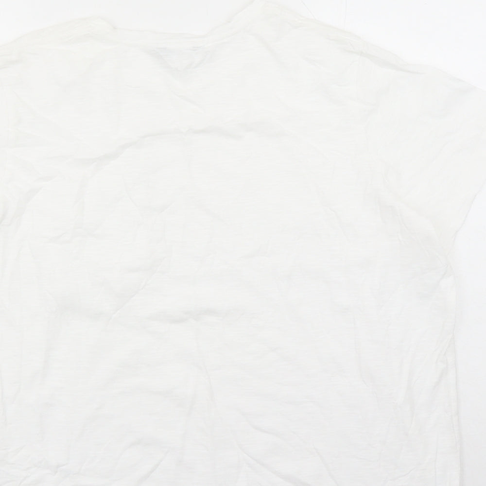 Marks and Spencer Womens White 100% Cotton Basic T-Shirt Size 20 Round Neck - Crochet Pocket Detail