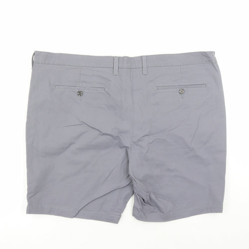 Marks and Spencer Mens Grey Cotton Chino Shorts Size 44 in L8 in Regular Zip - Pockets