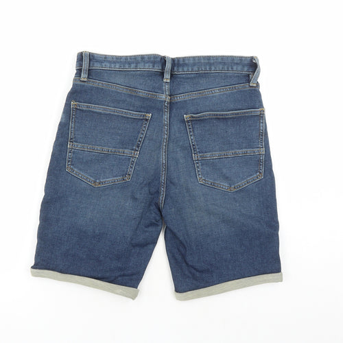marks ands Mens Blue Cotton Biker Shorts Size 30 in L9 in Regular Zip - Pockets