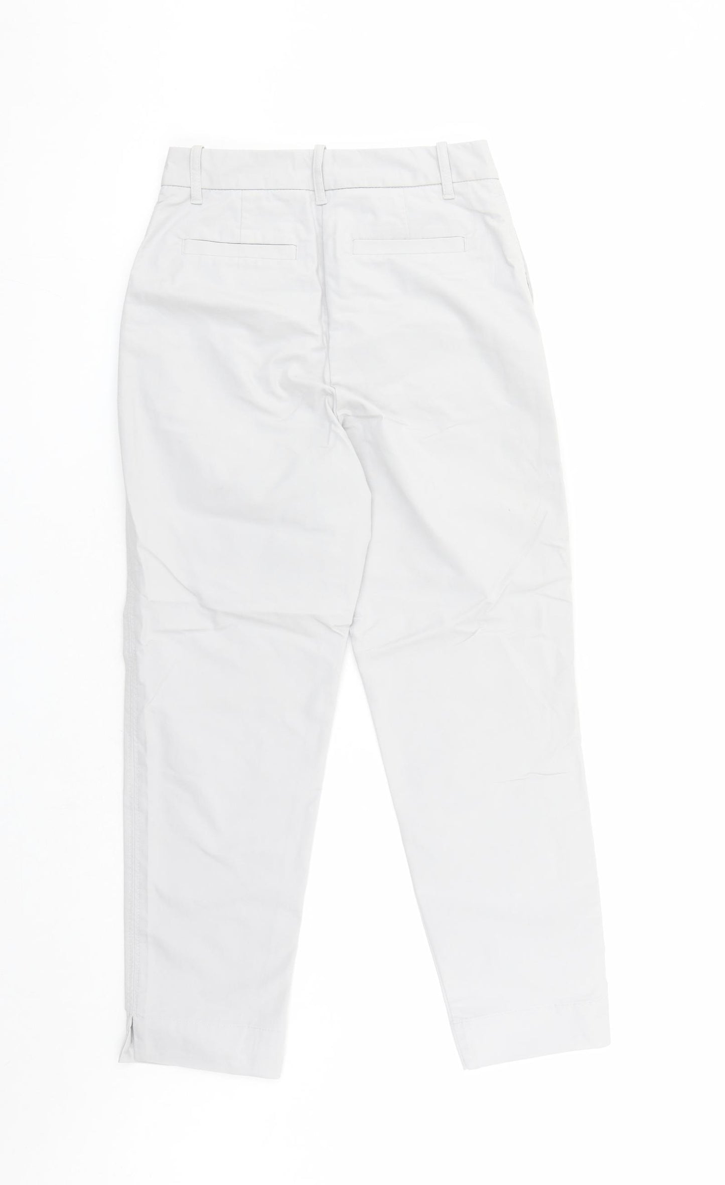 Marks and Spencer Womens Grey Cotton Chino Trousers Size 6 L26 in Regular Zip - Pockets