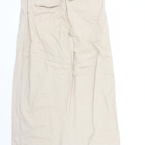 Marks and Spencer Womens Beige Cotton Trousers Size 16 L31 in Regular Zip - Pockets