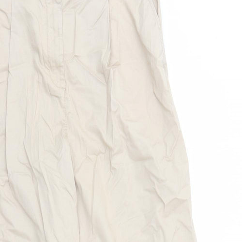 Marks and Spencer Womens Beige Cotton Trousers Size 16 L31 in Regular Zip - Pockets