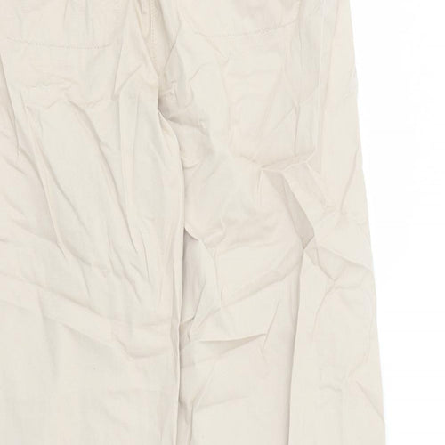 Marks and Spencer Womens Beige Cotton Trousers Size 16 L31 in Regular Zip - Pockets