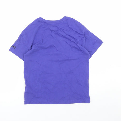 Marks and Spencer Girls Purple Cotton Basic T-Shirt Size 10-11 Years Crew Neck Pullover - Marvel