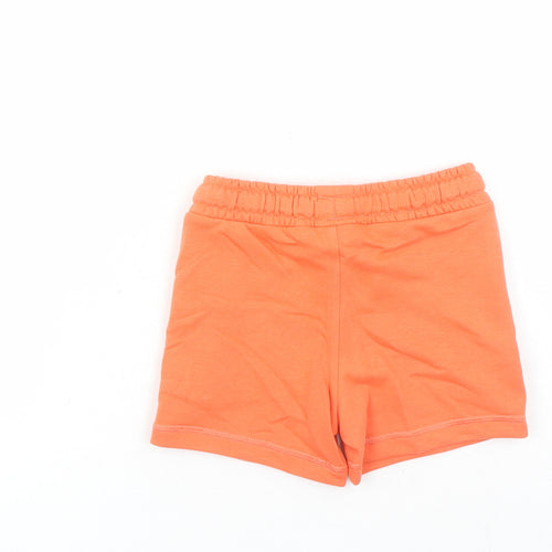 Marks and Spencer Boys Orange Cotton Sweat Shorts Size 2-3 Years Regular Drawstring - Elasticated Waist Waist Size 22 Inches Inside Leg 3 Inches