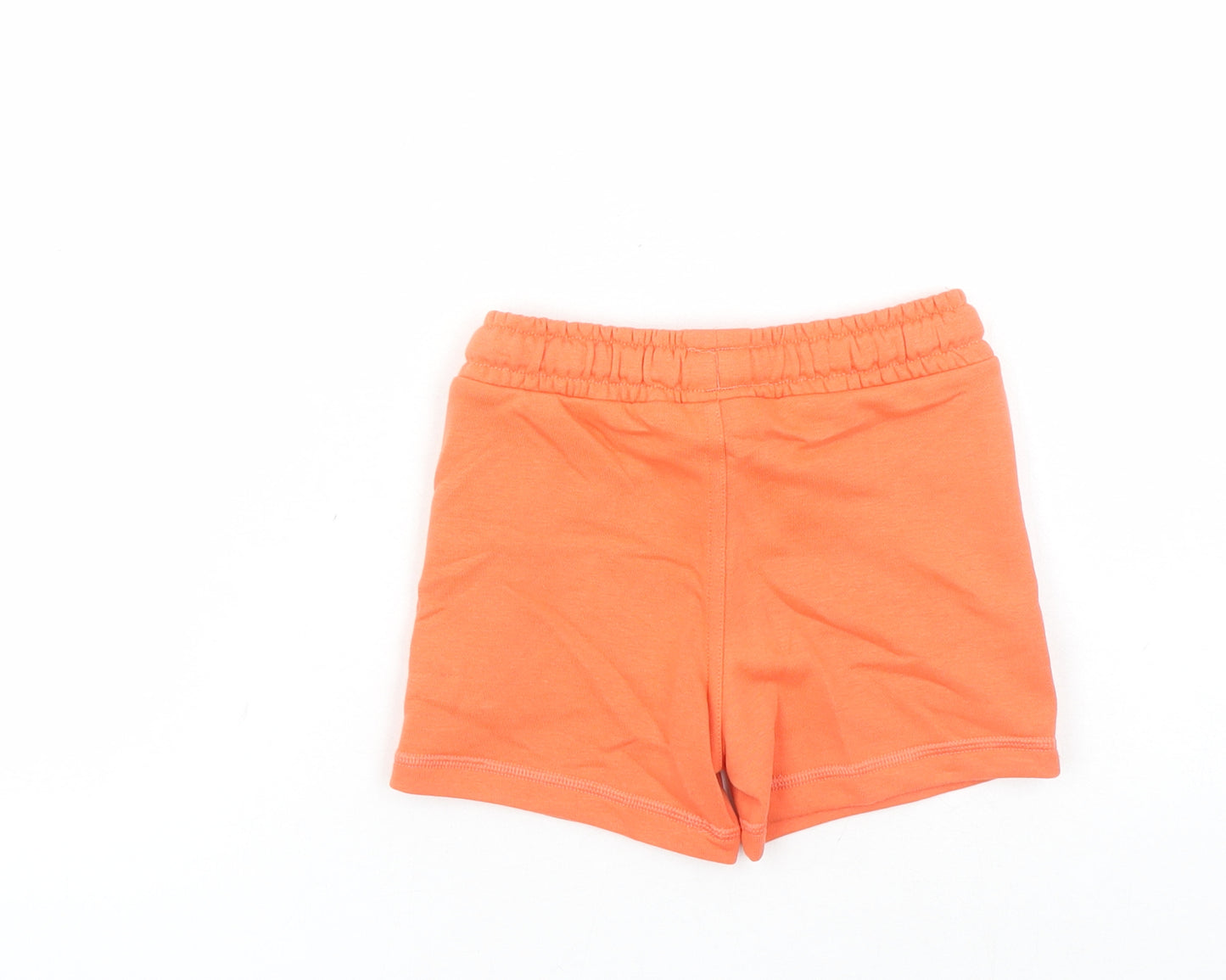 Marks and Spencer Boys Orange Cotton Sweat Shorts Size 2-3 Years Regular Drawstring - Elasticated Waist Waist Size 22 Inches Inside Leg 3 Inches