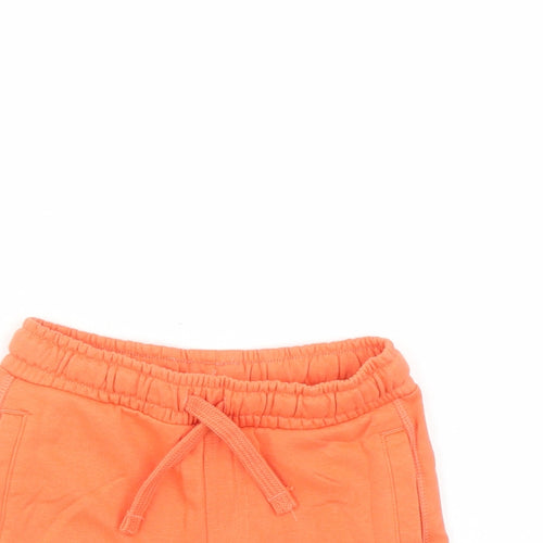 Marks and Spencer Boys Orange Cotton Sweat Shorts Size 2-3 Years Regular Drawstring - Elasticated Waist Waist Size 22 Inches Inside Leg 3 Inches