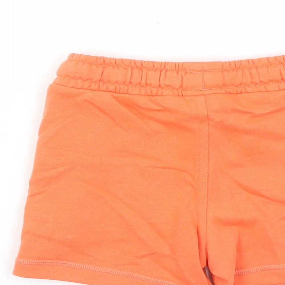 Marks and Spencer Boys Orange Cotton Sweat Shorts Size 2-3 Years Regular Drawstring - Elasticated Waist Waist Size 22 Inches Inside Leg 3 Inches