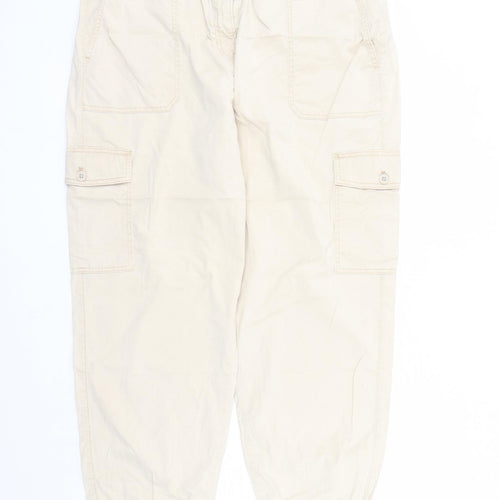 Marks and Spencer Womens Beige Lyocell Cargo Trousers Size 22 L29 in Regular Zip - Elasticated Waist Pockets