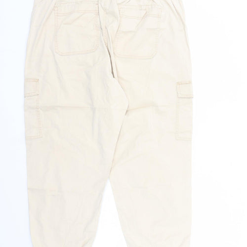 Marks and Spencer Womens Beige Lyocell Cargo Trousers Size 22 L29 in Regular Zip - Elasticated Waist Pockets