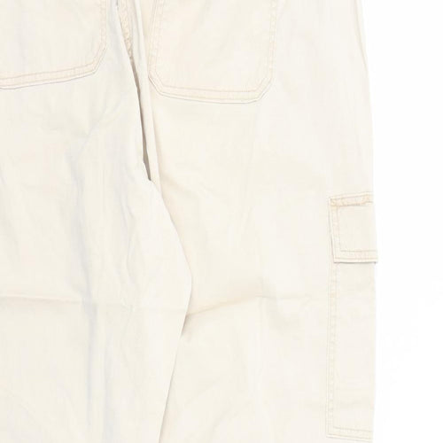 Marks and Spencer Womens Beige Lyocell Cargo Trousers Size 22 L29 in Regular Zip - Elasticated Waist Pockets