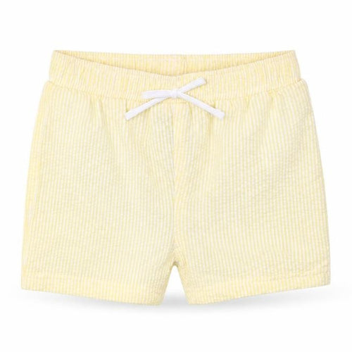 Marks and Spencer Boys Yellow Striped Cotton Sweatpants Trousers Size 12-18 Months - Elasticated Waist Swim Shorts