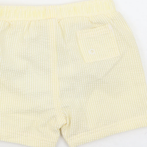 Marks and Spencer Boys Yellow Striped Cotton Sweatpants Trousers Size 12-18 Months - Elasticated Waist Swim Shorts