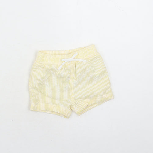 Marks and Spencer Boys Yellow Striped Cotton Sweatpants Trousers Size 0-3 Months - Elasticated Waist Swim Shorts