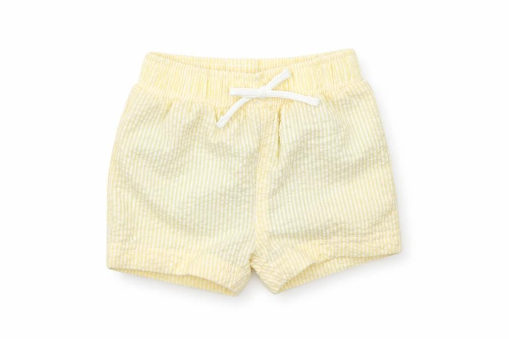 Marks and Spencer Boys Yellow Striped Cotton Sweatpants Trousers Size 0-3 Months - Elasticated Waist Swim Shorts