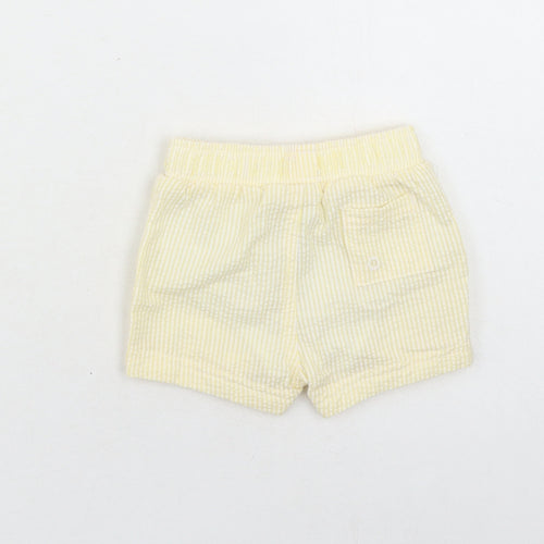 Marks and Spencer Boys Yellow Striped Cotton Sweatpants Trousers Size 0-3 Months - Elasticated Waist Swim Shorts
