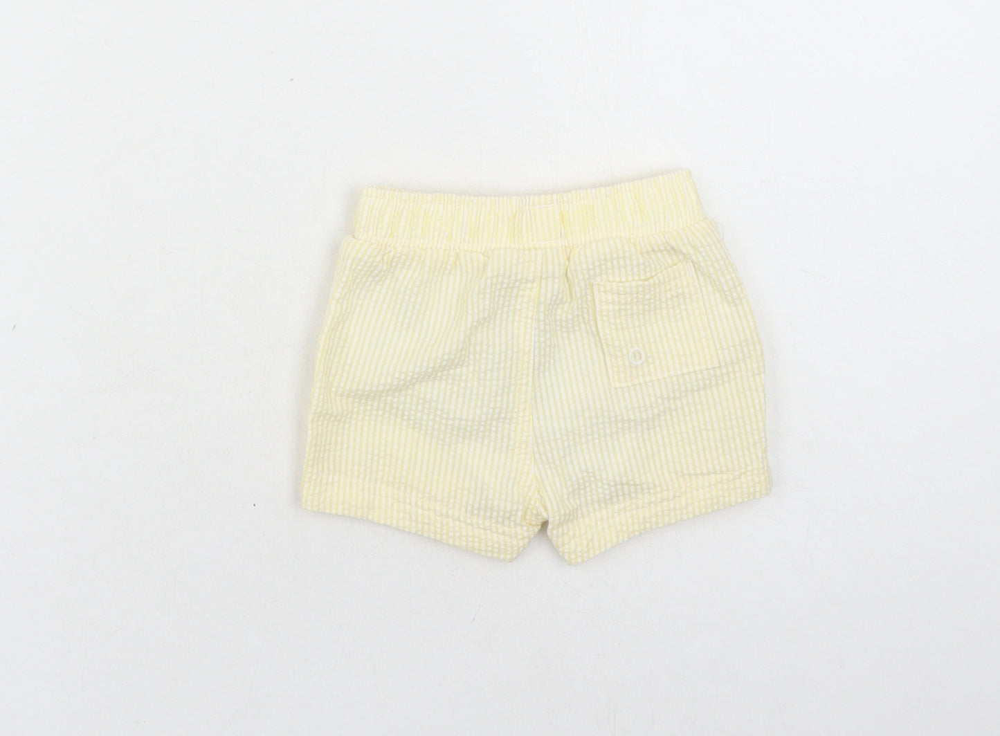 Marks and Spencer Boys Yellow Striped Cotton Sweatpants Trousers Size 0-3 Months - Elasticated Waist Swim Shorts