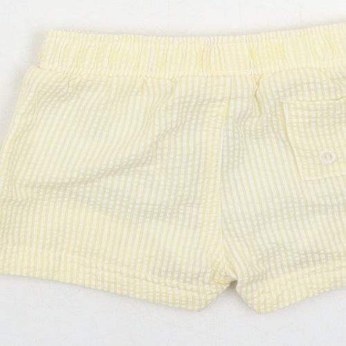 Marks and Spencer Boys Yellow Striped Cotton Sweatpants Trousers Size 0-3 Months - Elasticated Waist Swim Shorts