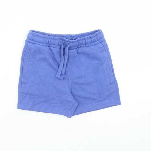 Marks and Spencer Boys Blue Cotton Sweat Shorts Size 2-3 Years Regular Drawstring - Elasticated Waist Waist Size 20 Inches Inside Leg 3 Inches