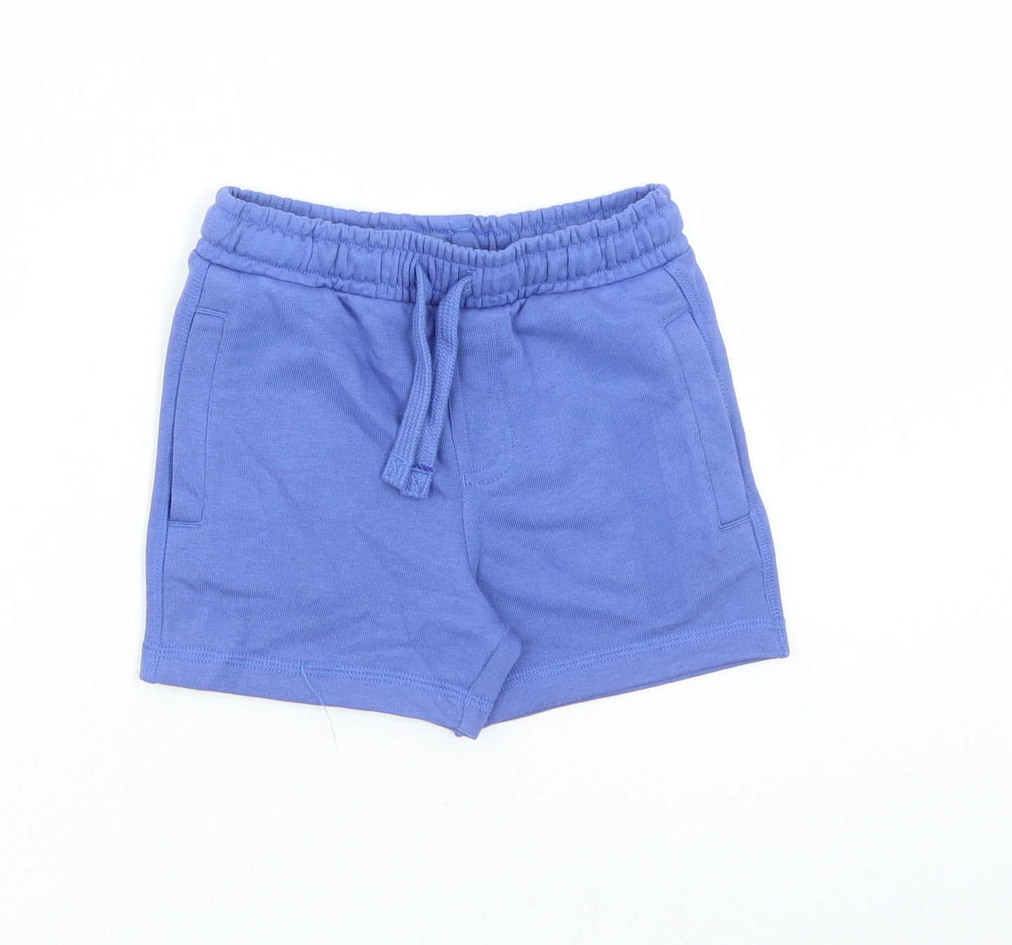 Marks and Spencer Boys Blue Cotton Sweat Shorts Size 2-3 Years Regular Drawstring - Elasticated Waist Waist Size 20 Inches Inside Leg 3 Inches