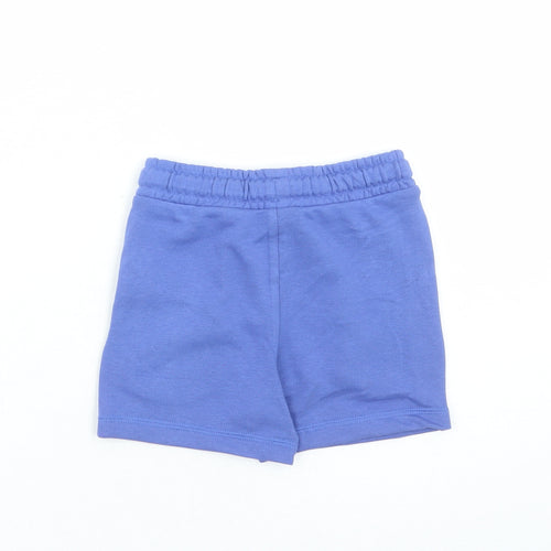 Marks and Spencer Boys Blue Cotton Sweat Shorts Size 2-3 Years Regular Drawstring - Elasticated Waist Waist Size 20 Inches Inside Leg 3 Inches