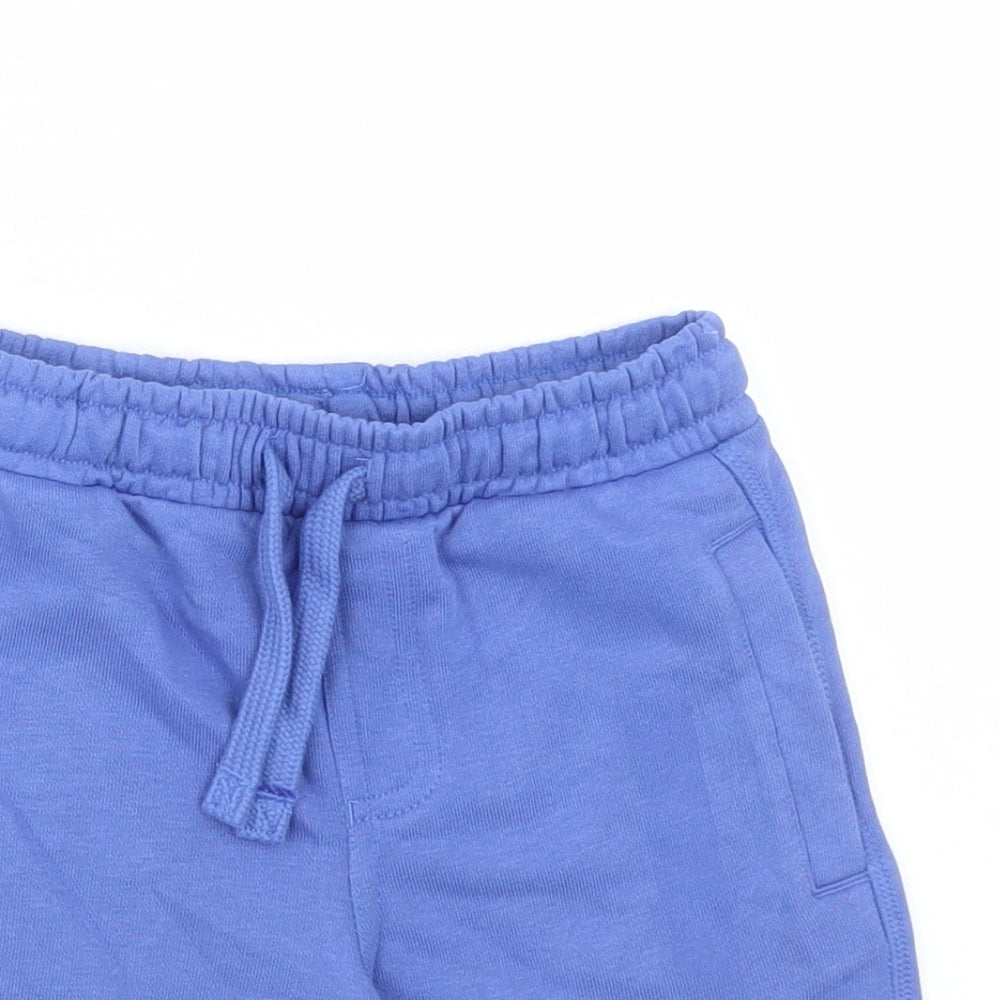 Marks and Spencer Boys Blue Cotton Sweat Shorts Size 2-3 Years Regular Drawstring - Elasticated Waist Waist Size 20 Inches Inside Leg 3 Inches